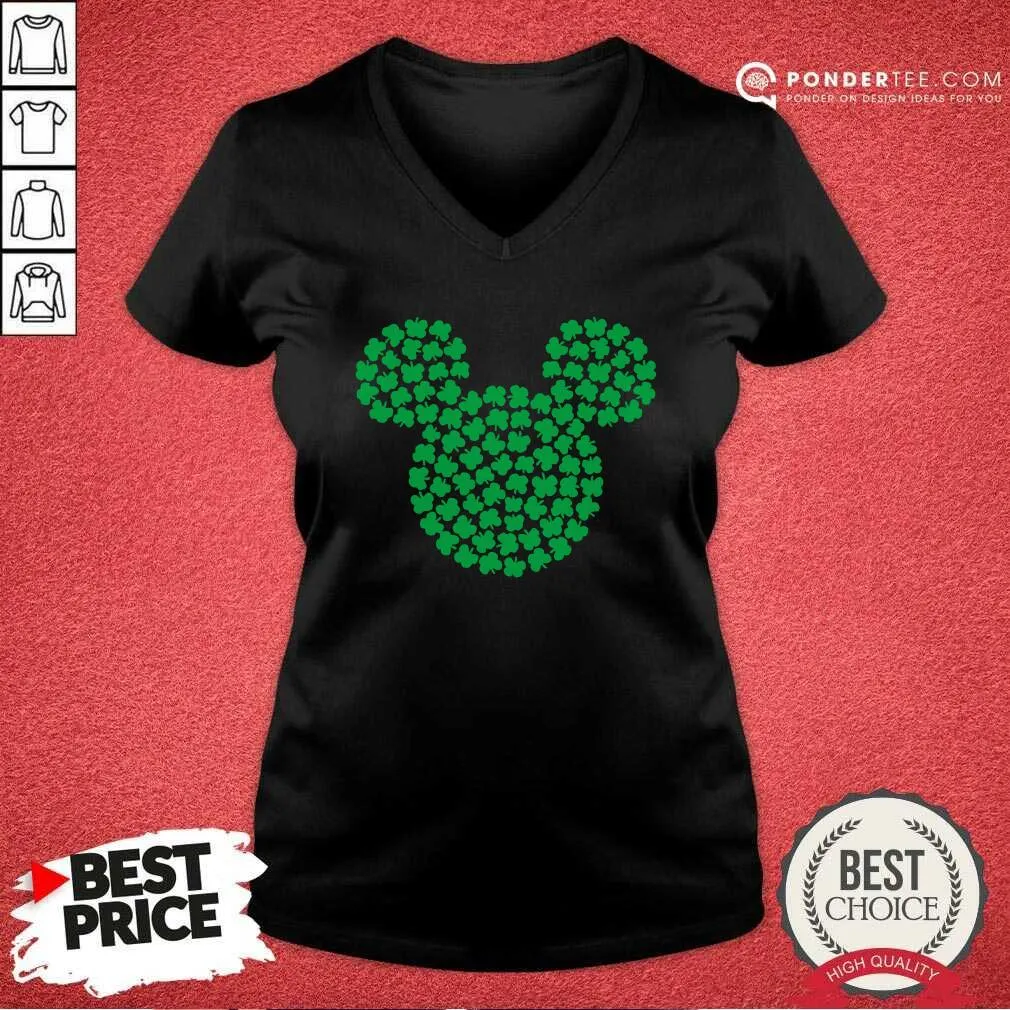 Hot Mickey Mouse Green Four Leaf Clover Shamrock St Patricks Shirt - Image 3