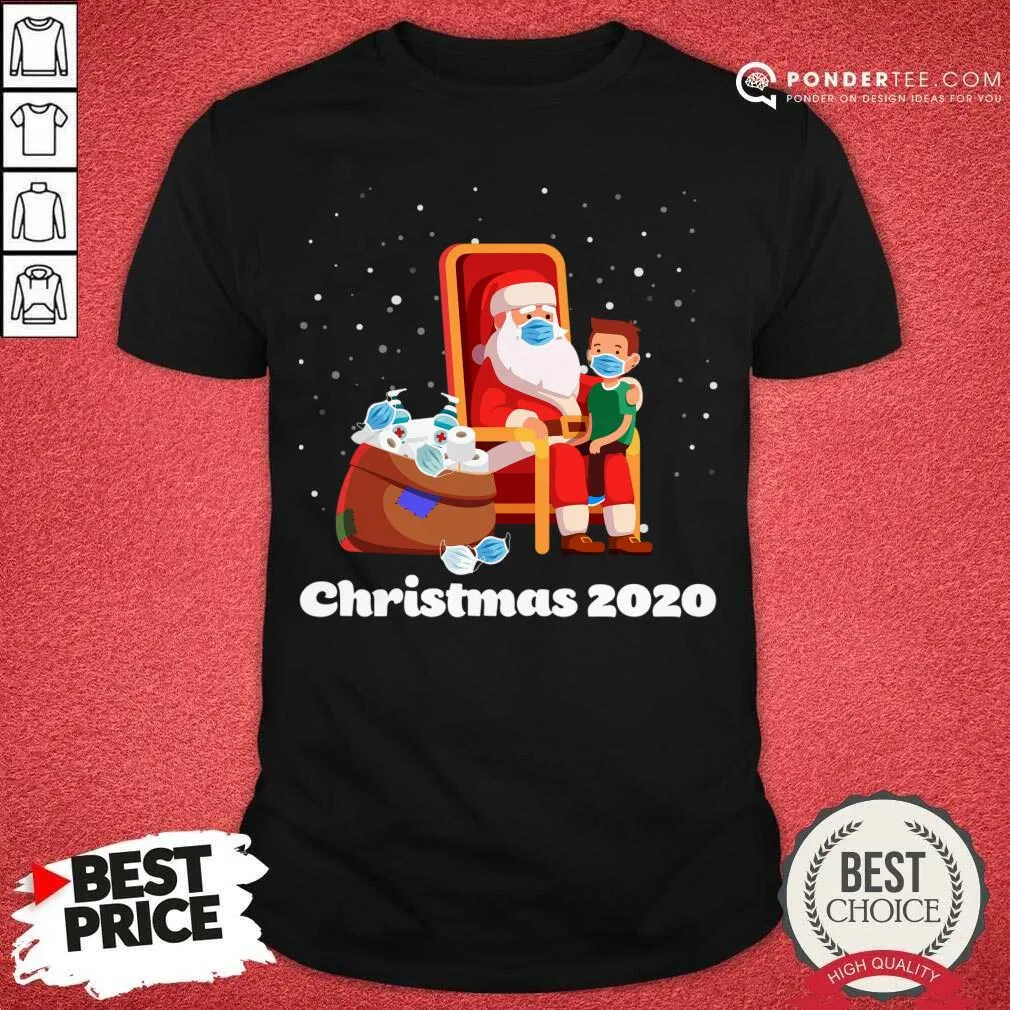 Hot Santa With Face Mask And Toilet Paper Christmas 2020 Shirt