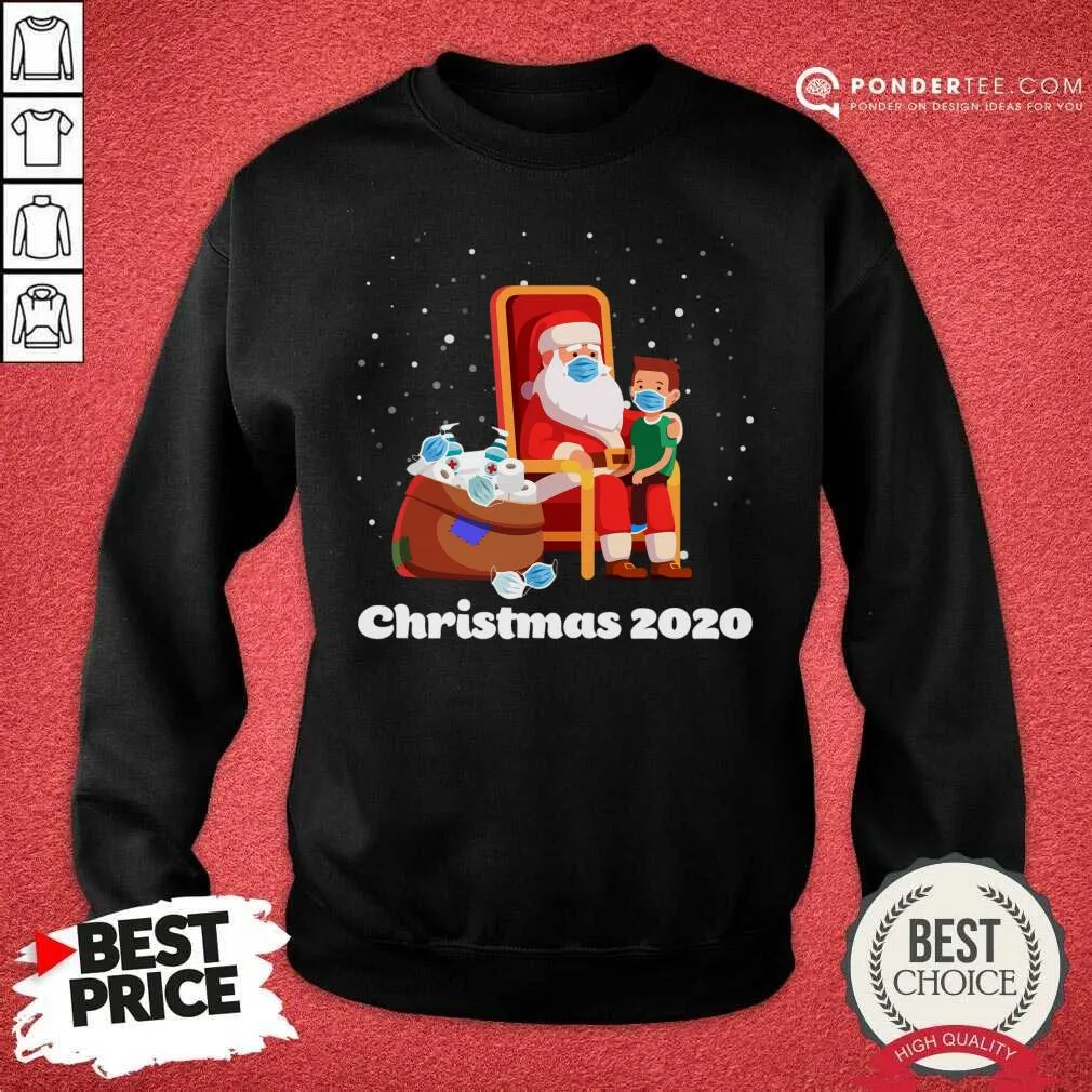 Hot Santa With Face Mask And Toilet Paper Christmas 2020 Shirt - Image 4
