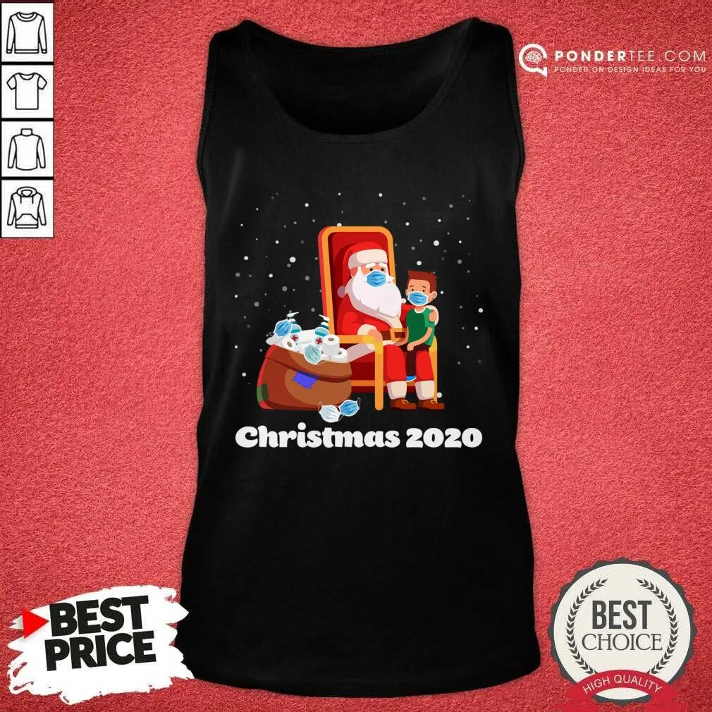 Hot Santa With Face Mask And Toilet Paper Christmas 2020 Shirt - Image 2