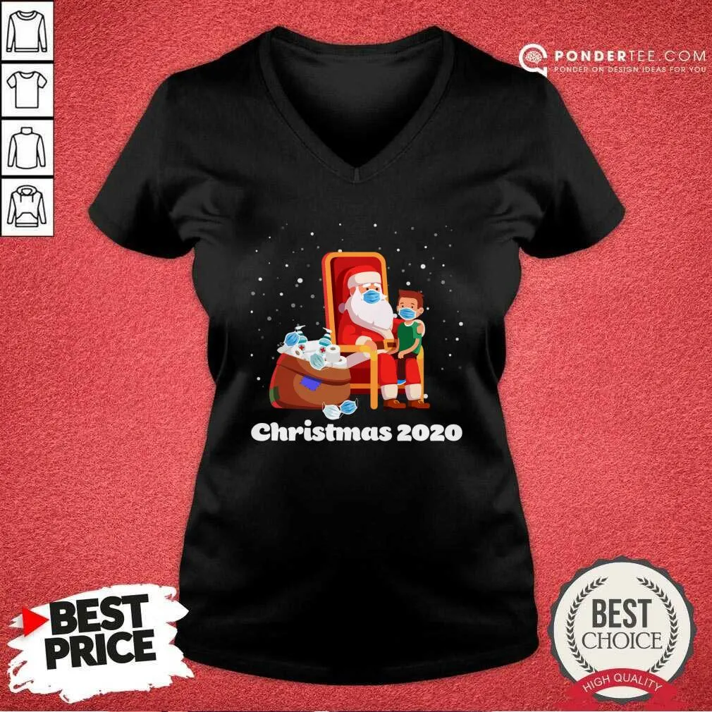 Hot Santa With Face Mask And Toilet Paper Christmas 2020 Shirt - Image 3