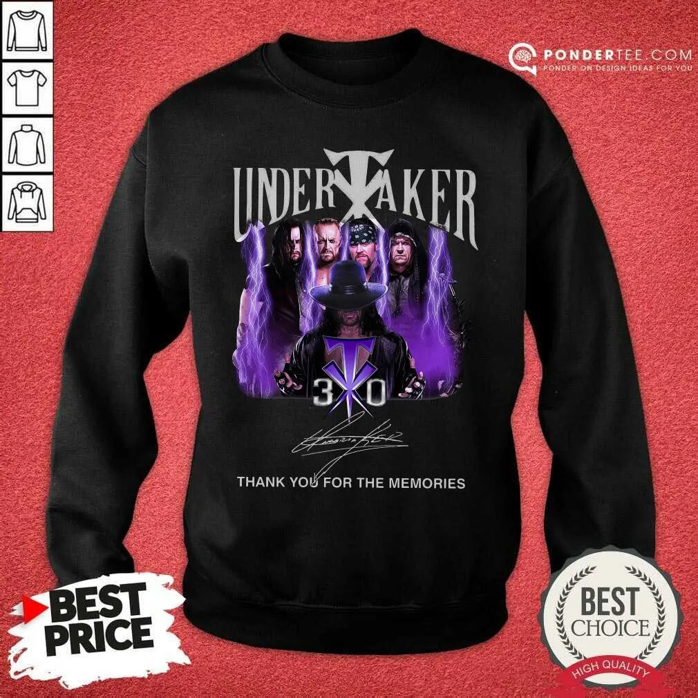 Hot Undertaker 30th Anniversary Thank You For The Memories Signatures Shirt - Image 4