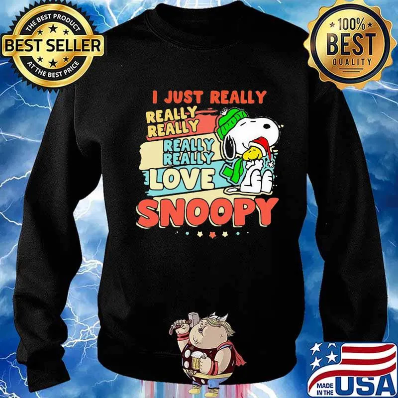 I Just Really Love Snoopy Woodstock Wear Santa Hat Christmas Vintage Shirt Sweater