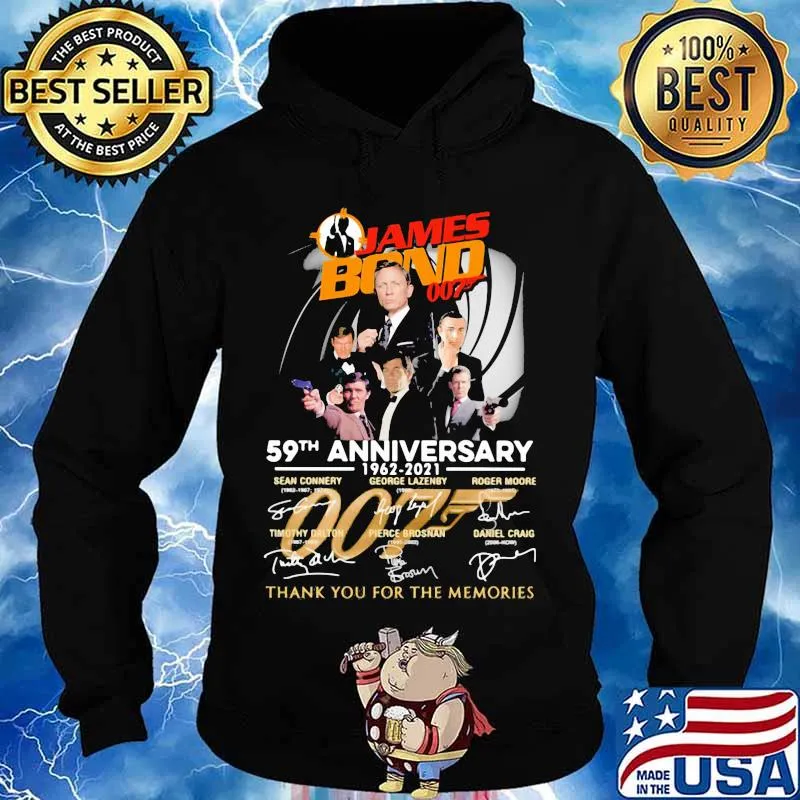 James Bond 007 59th Anniversary 1962 2021 Thank You For The Memories Signature Shirt Hoodie