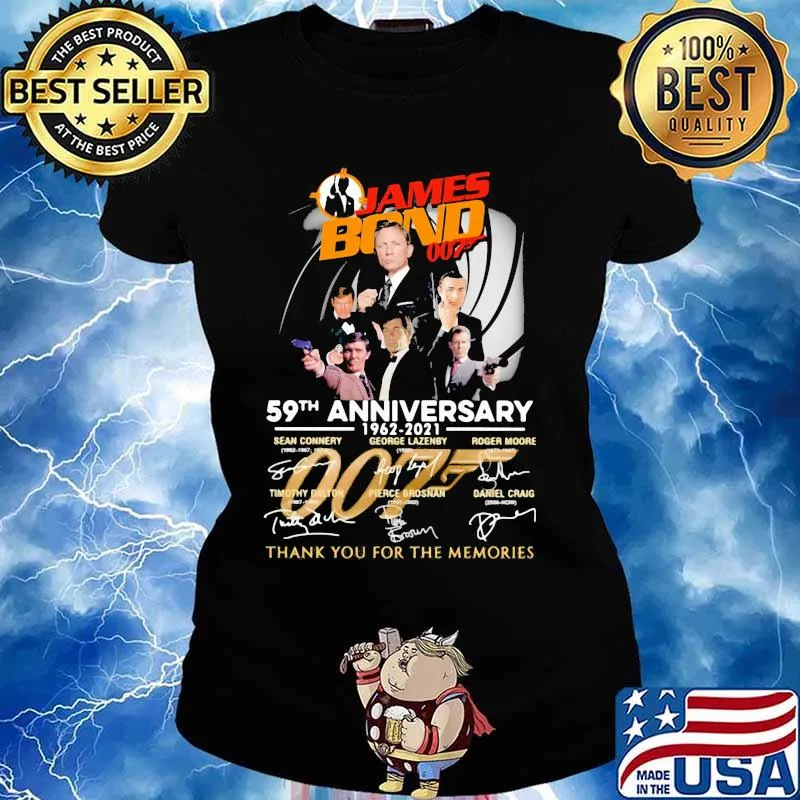 James Bond 007 59th Anniversary 1962 2021 Thank You For The Memories Signature Shirt Ladies tee