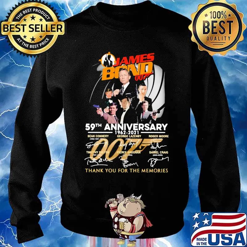 James Bond 007 59th Anniversary 1962 2021 Thank You For The Memories Signature Shirt Sweater