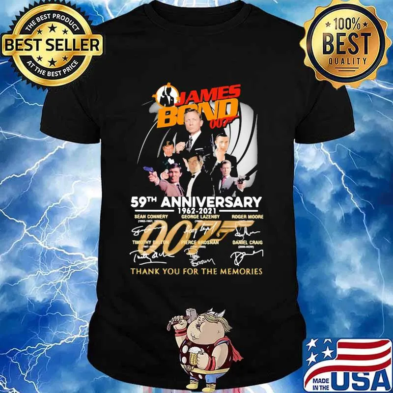 James Bond 007 59th Anniversary 1962 2021 Thank You For The Memories Signature Shirt