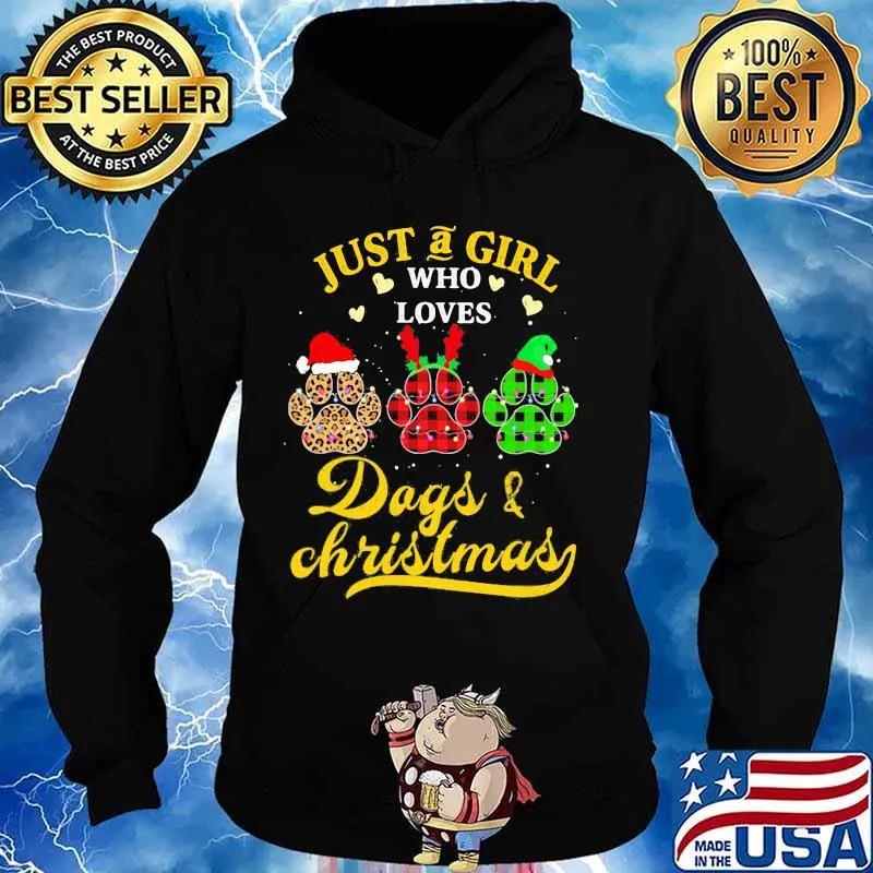 Just A Girl Who Loves Dogs And Christmas Santa Reindeer Elf Shirt Hoodie