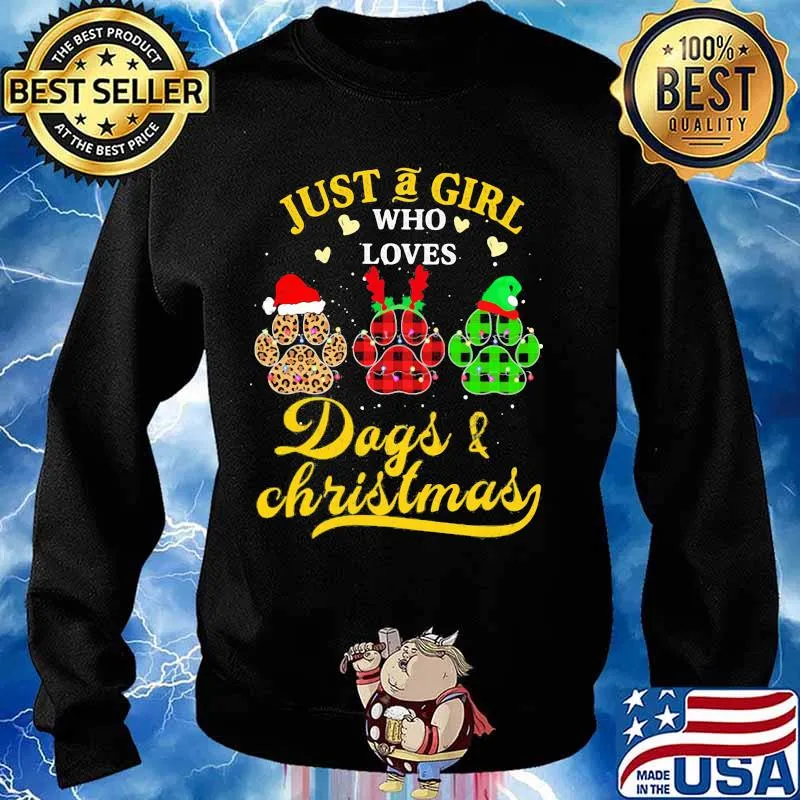 Just A Girl Who Loves Dogs And Christmas Santa Reindeer Elf Shirt Sweater