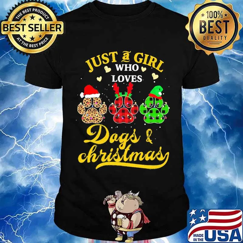 Just A Girl Who Loves Dogs And Christmas Santa Reindeer Elf Shirt