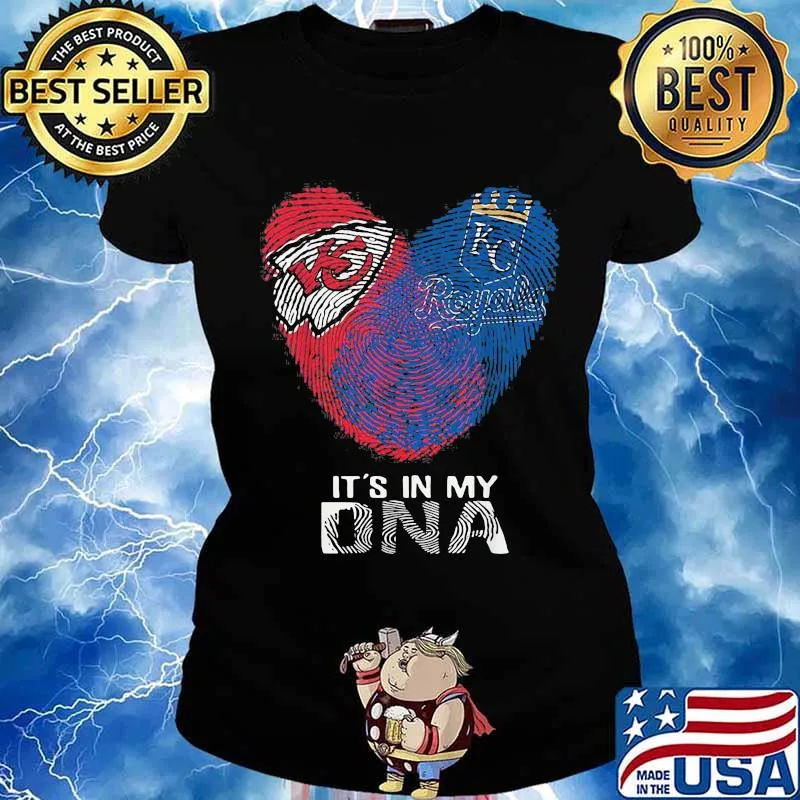 Kansas City Chiefs And Kansas City Royals It's In My Dna Heart Shirt Ladies tee
