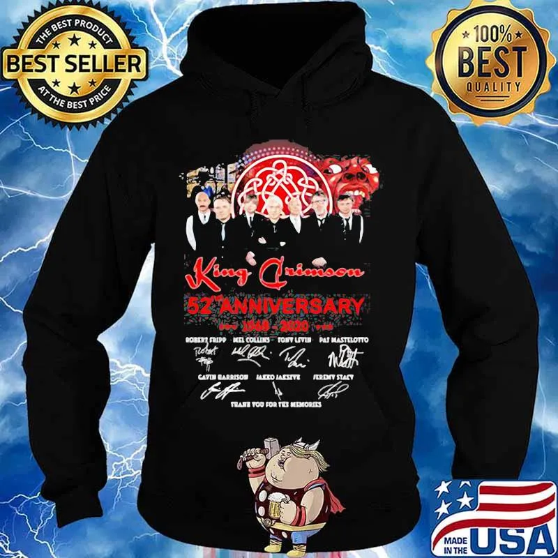 King Crimson 52nd Anniversary 1968 2020 Thank You For The Memories Signature Red Shirt Hoodie