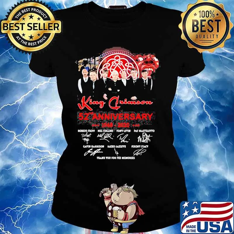King Crimson 52nd Anniversary 1968 2020 Thank You For The Memories Signature Red Shirt Ladies tee