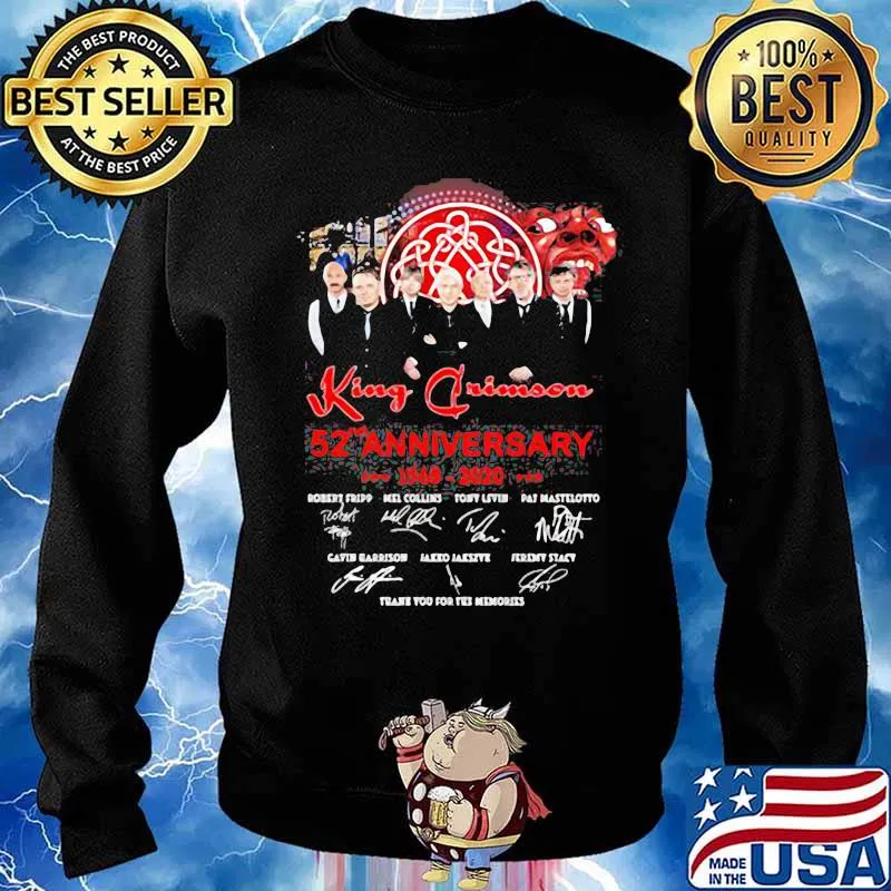 King Crimson 52nd Anniversary 1968 2020 Thank You For The Memories Signature Red Shirt Sweater