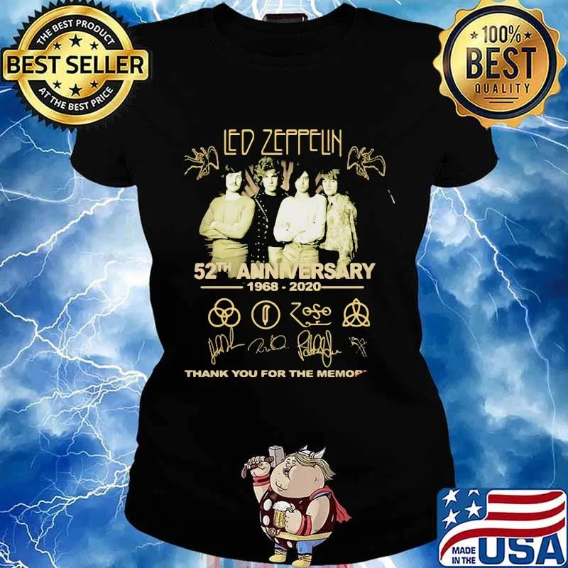 Led Zeppelin 52th Anniversary 1968 2020 Thank You For The Memories Signuature Shirt Ladies tee