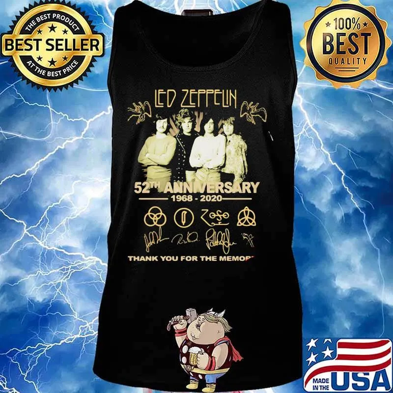 Led Zeppelin 52th Anniversary 1968 2020 Thank You For The Memories Signuature Shirt Tank top