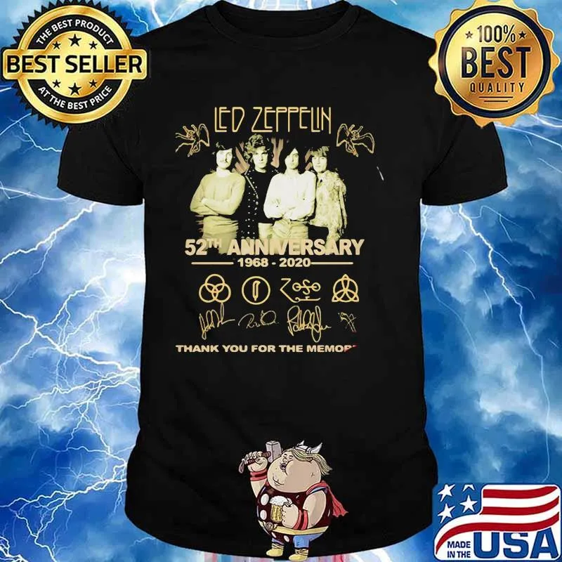 Led Zeppelin 52th Anniversary 1968 2020 Thank You For The Memories Signuature Shirt
