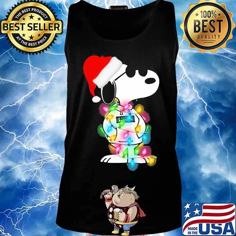 Lights Wrap Around Snoopy Hat Santa Christmas Shirt Tank top