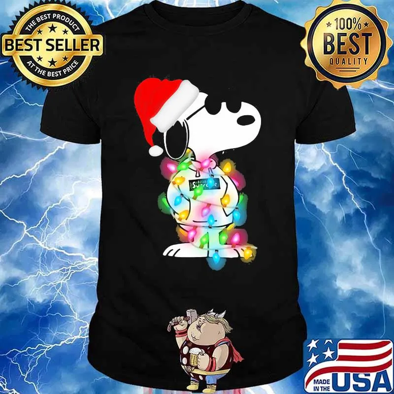 Lights Wrap Around Snoopy Hat Santa Christmas Shirt