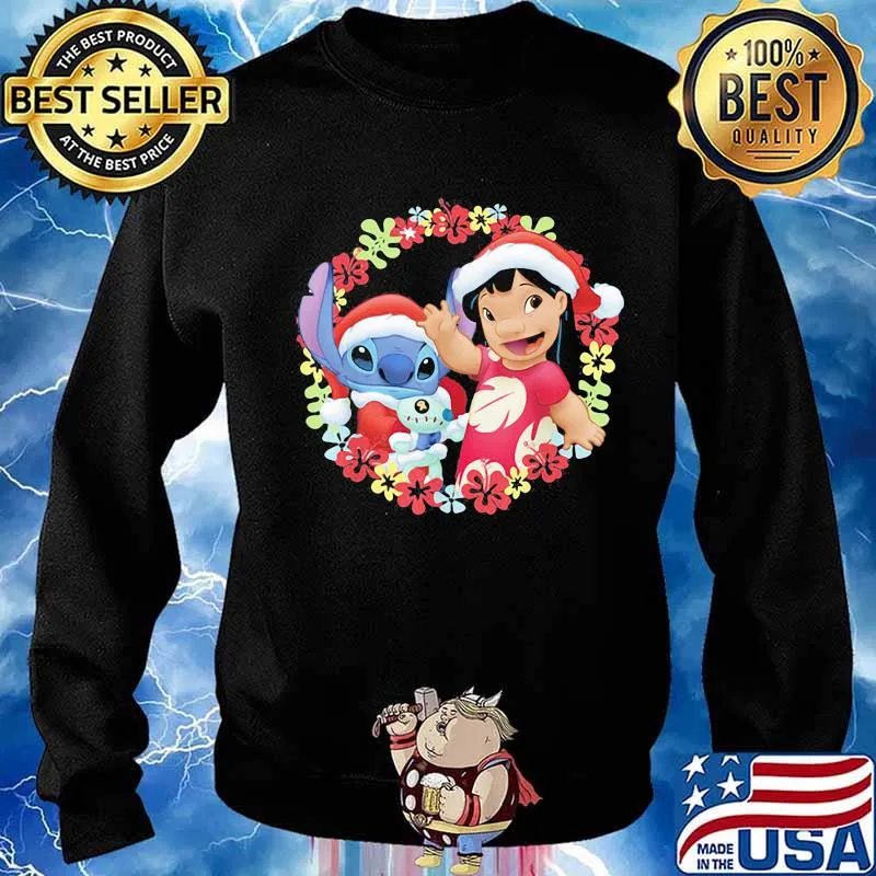 Lilo And Stitch Wear Pajama Santa Claus Merry Christmas Shirt Sweater
