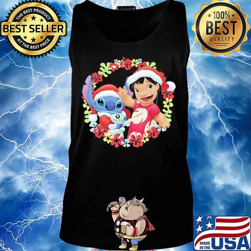 Lilo And Stitch Wear Pajama Santa Claus Merry Christmas Shirt Tank top