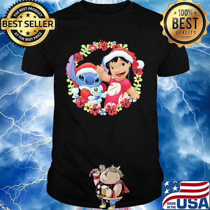 Lilo And Stitch Wear Pajama Santa Claus Merry Christmas Shirt