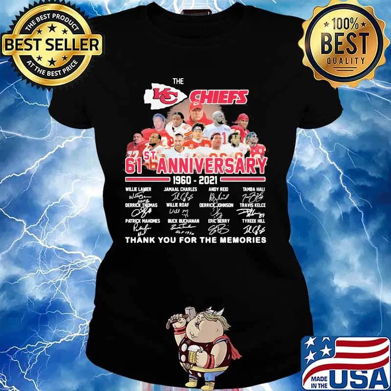 Logo Kansas City Chiefs 61st Anniversary 1960 2021 Thank You For The Memories Signature Shirt Ladies tee
