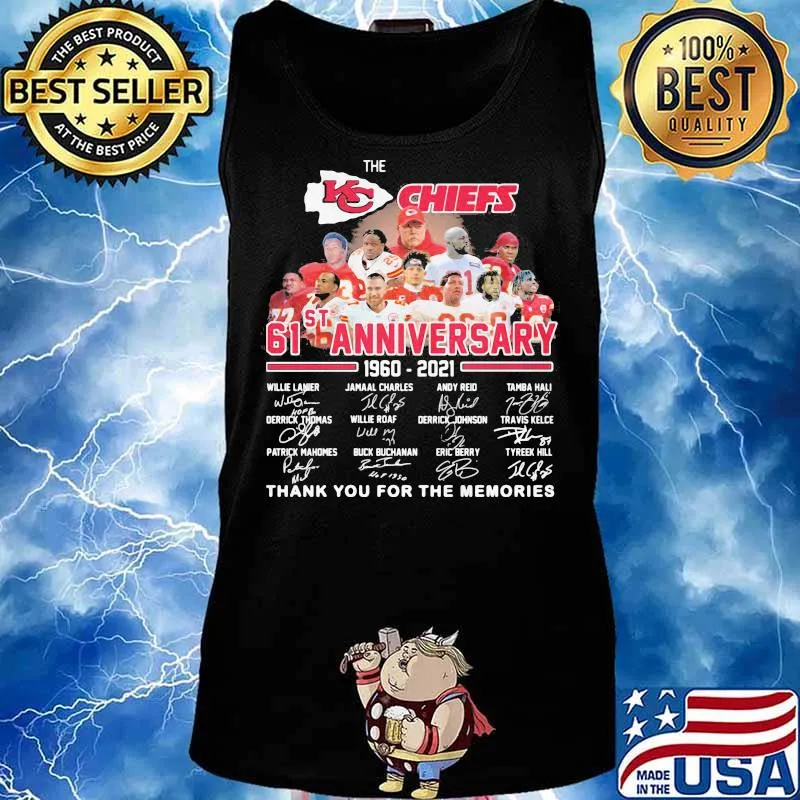 Logo Kansas City Chiefs 61st Anniversary 1960 2021 Thank You For The Memories Signature Shirt Tank top