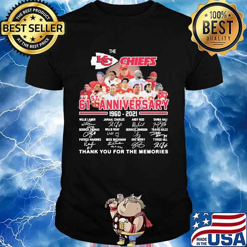 Logo Kansas City Chiefs 61st Anniversary 1960 2021 Thank You For The Memories Signature Shirt