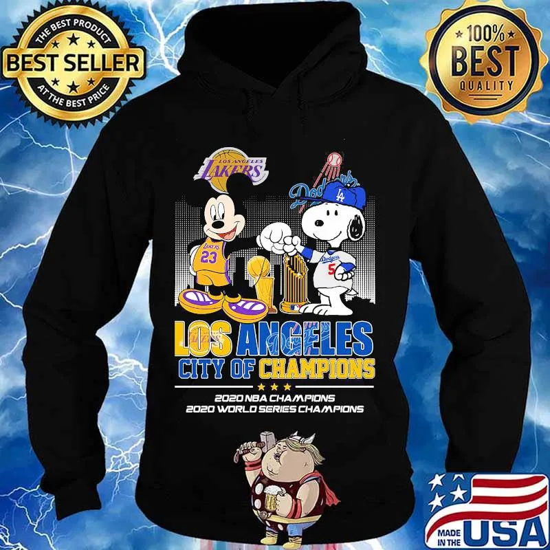 Los Angeles City Of Champions 2020 Nba Champions Snoopy And Mickey Disney Football Shirt Hoodie