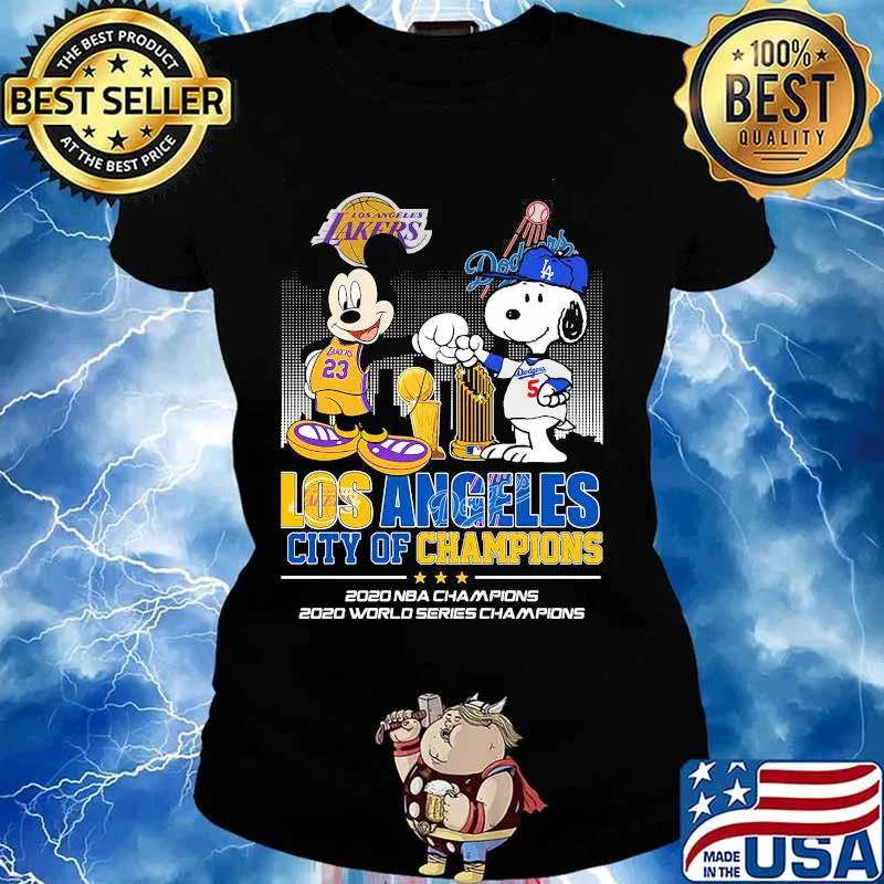 Los Angeles City Of Champions 2020 Nba Champions Snoopy And Mickey Disney Football Shirt Ladies tee