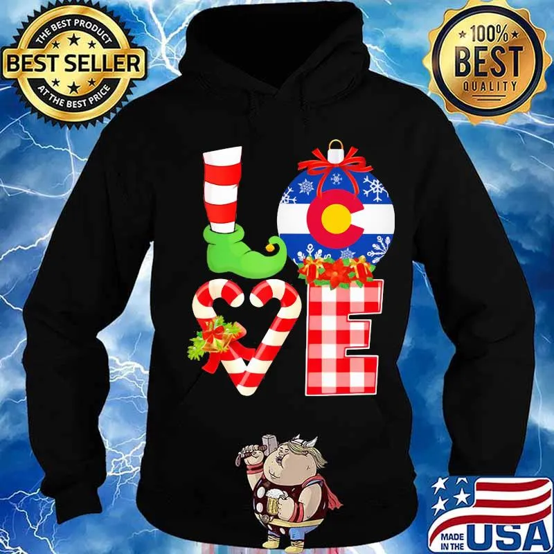 Love Flag Of Colorado Elf Pajama Christmas Shirt Hoodie
