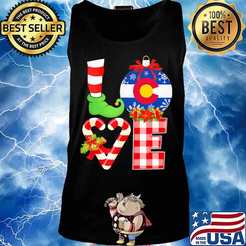 Love Flag Of Colorado Elf Pajama Christmas Shirt Tank top