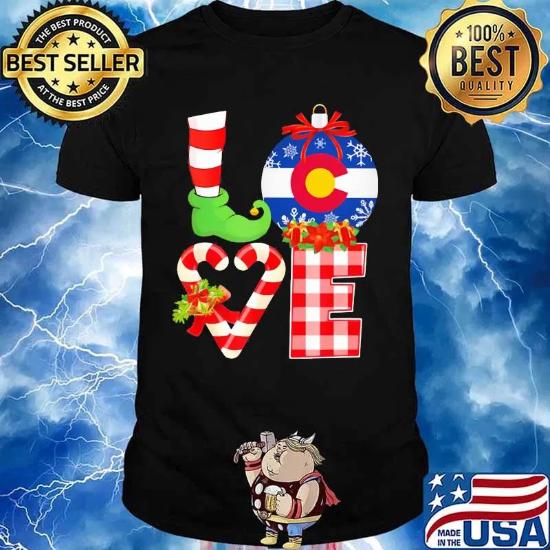 Love Flag Of Colorado Elf Pajama Christmas Shirt