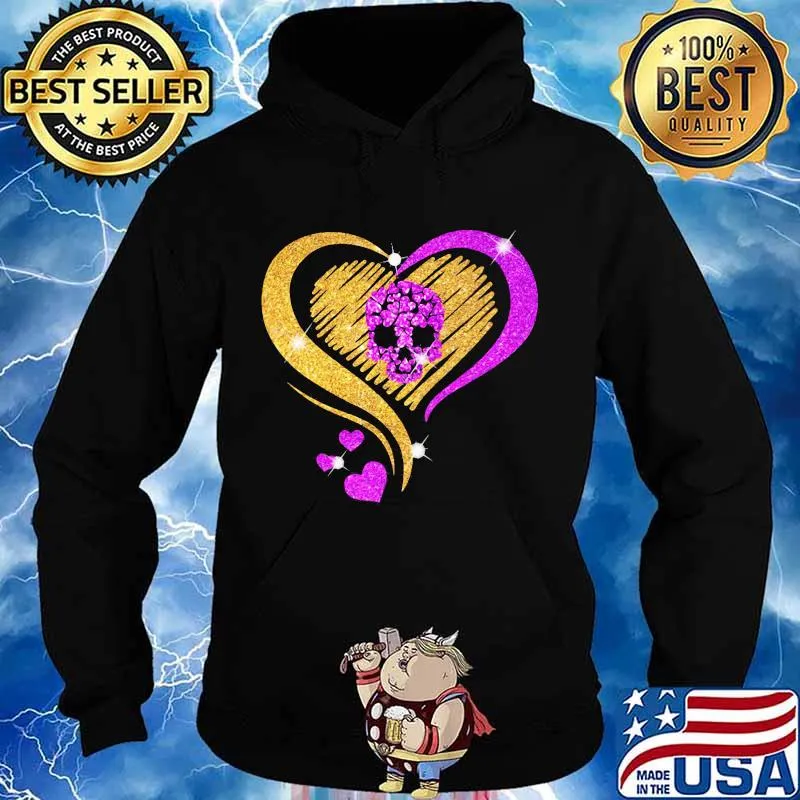 Love Heart Gold Pink Bing Skull Shirt Hoodie