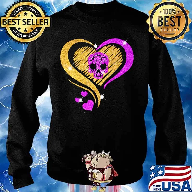 Love Heart Gold Pink Bing Skull Shirt Sweater