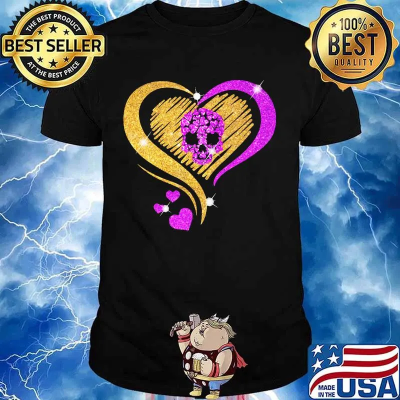 Love Heart Gold Pink Bing Skull Shirt