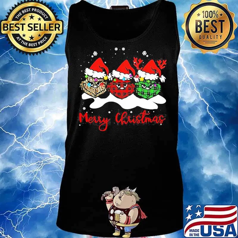Merry Christmas Grinch Leopard Wear Hat Santa Shirt Tank top