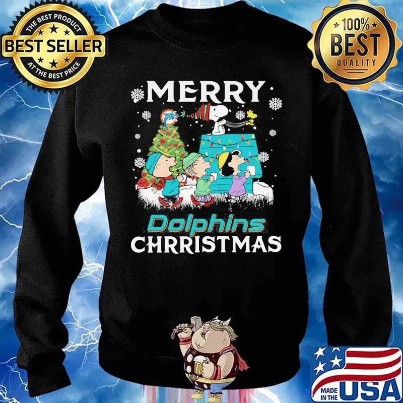 Merry Dolphins Christmas Peanuts Xmas Tree Shirt Sweater
