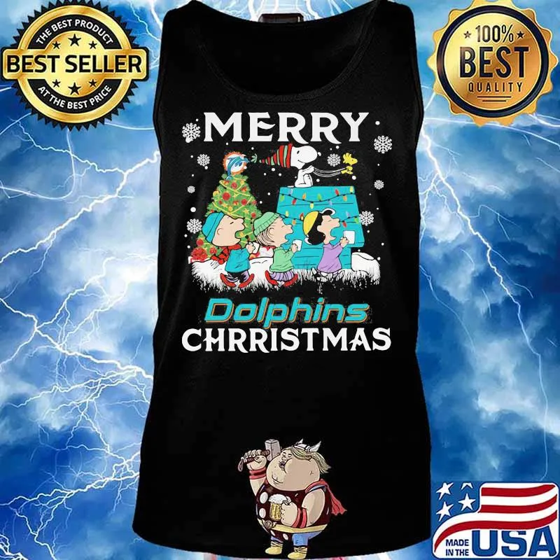 Merry Dolphins Christmas Peanuts Xmas Tree Shirt Tank top