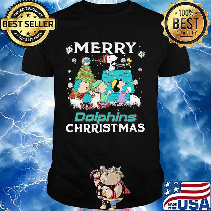 Merry Dolphins Christmas Peanuts Xmas Tree Shirt