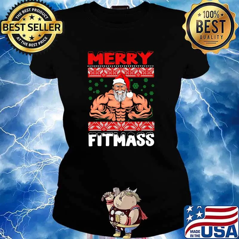 Merry Fitmas Santa Workout Gym Fitness Christmas Shirt Ladies tee