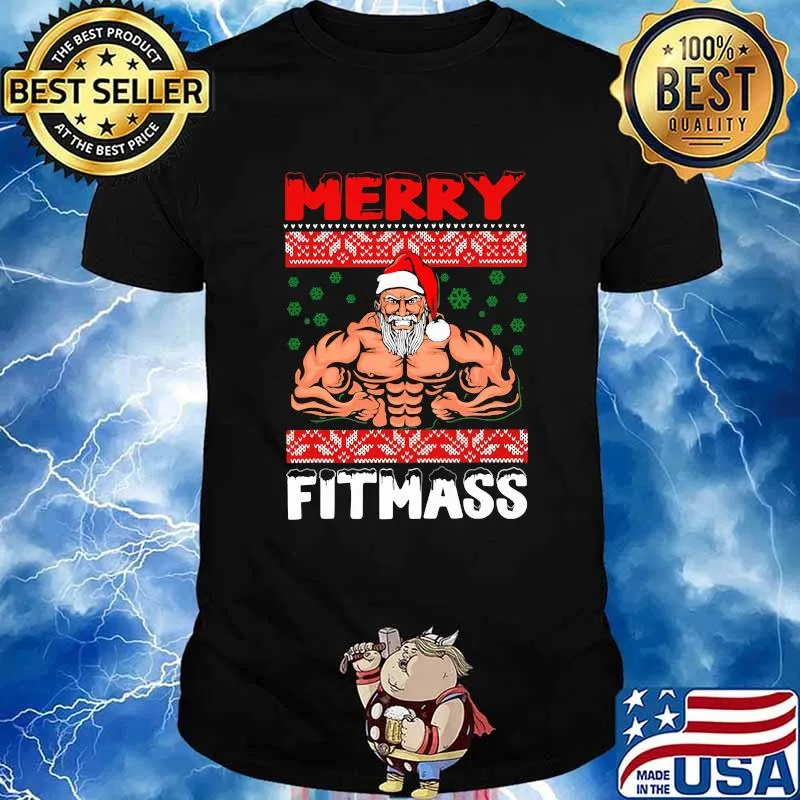 Merry Fitmas Santa Workout Gym Fitness Christmas Shirt