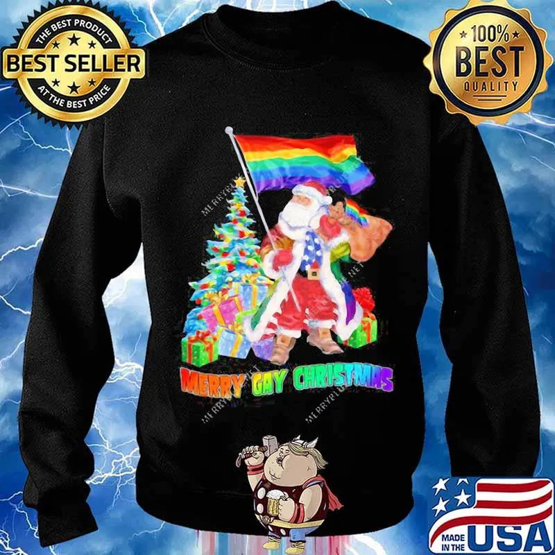 Merry Gay Christmas Santa Claus LGBT Flag Xmas Shirt Sweater