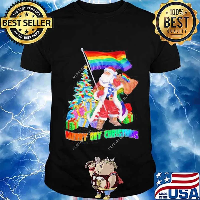 Merry Gay Christmas Santa Claus LGBT Flag Xmas Shirt