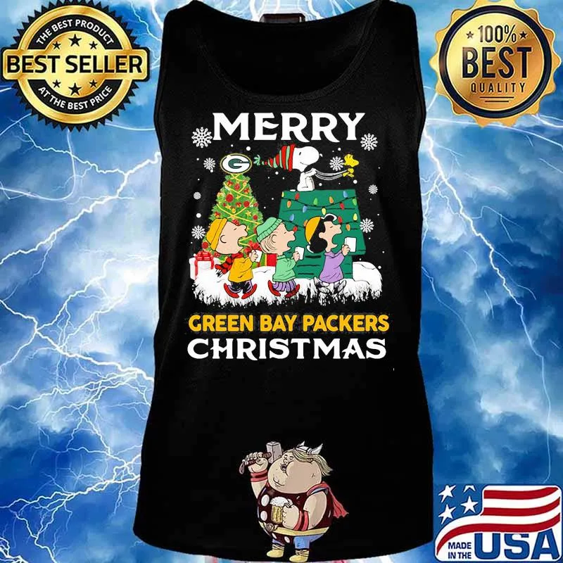 Merry Green Bay Packers Christmas Snoopy Shirt Tank top