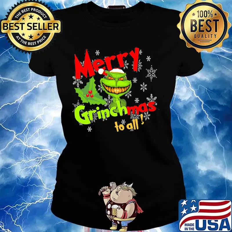 Merry Grinchmas To All Skull Grinch Shirt Ladies tee