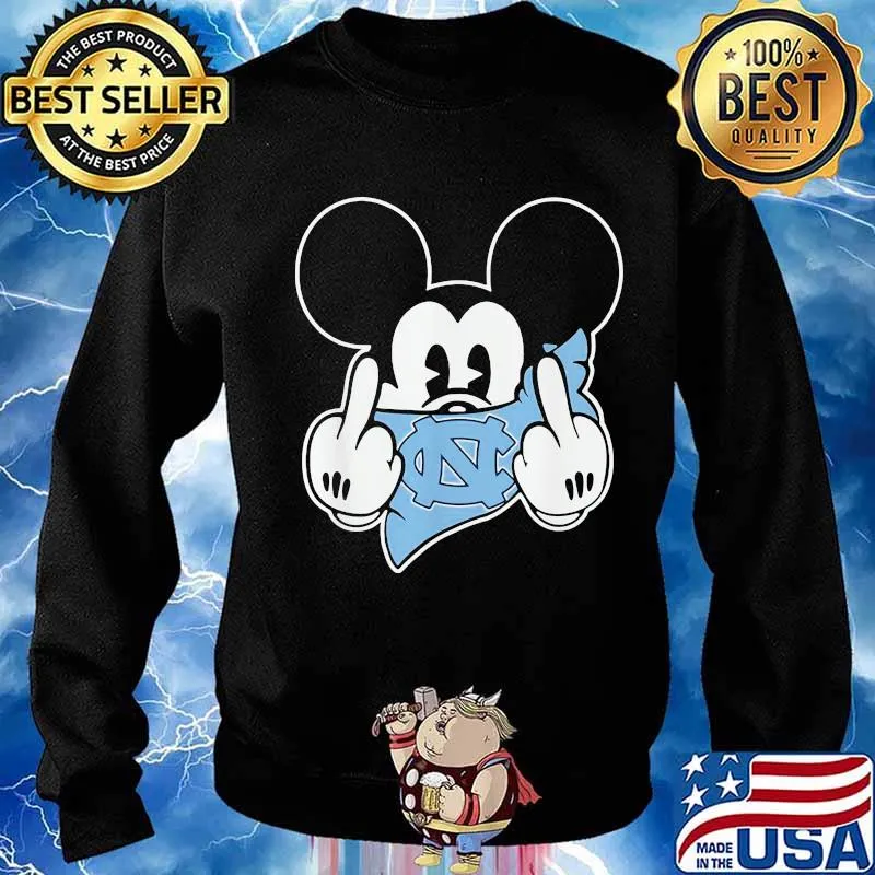 Mickey Middle Finger Mask North Carolina Tar Heels Football Disney Shirt Sweater