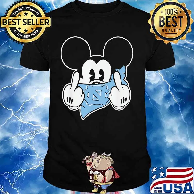Mickey Middle Finger Mask North Carolina Tar Heels Football Disney Shirt