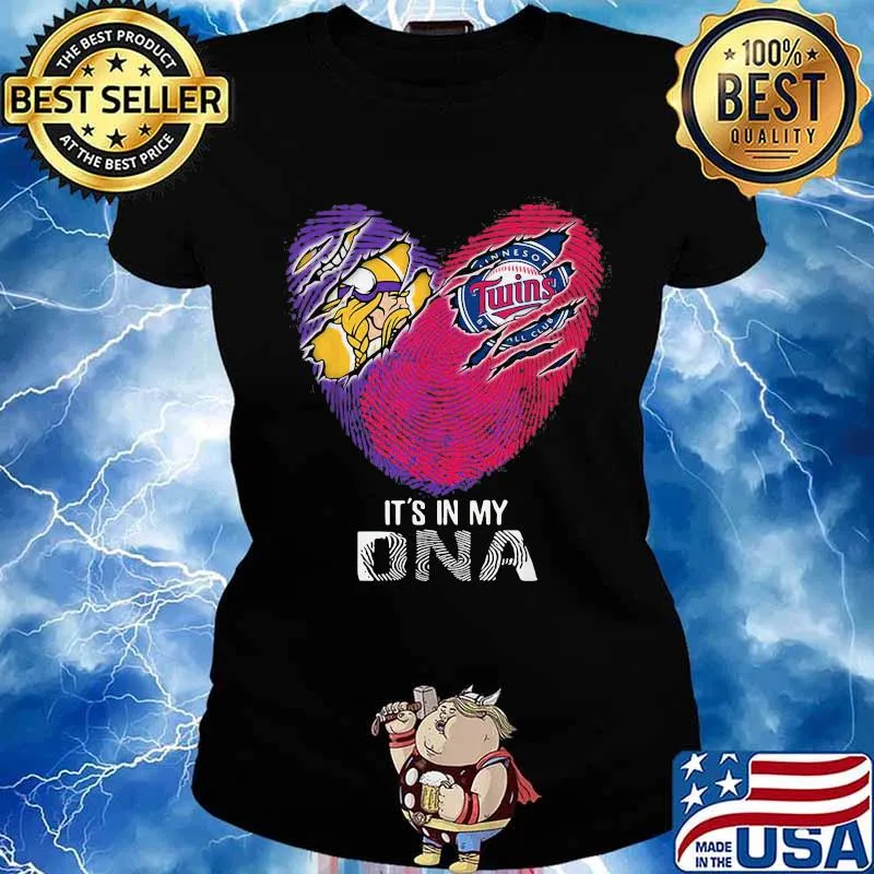 Minnesota Vikings Twins Football It's In My Dna Heart Shirt Ladies tee